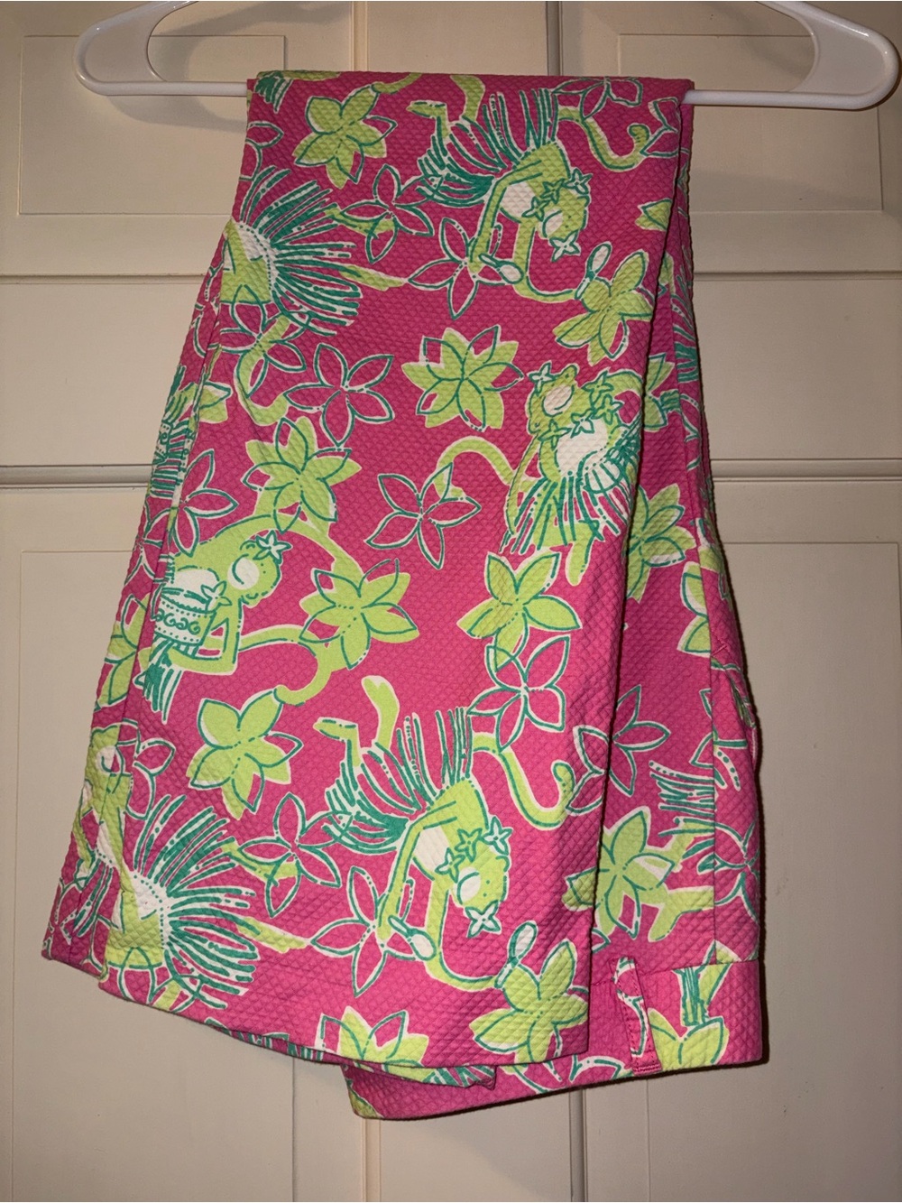 Vintage Lilly Pulitzer Crop Pink Floral Pants with Lime Green Accents